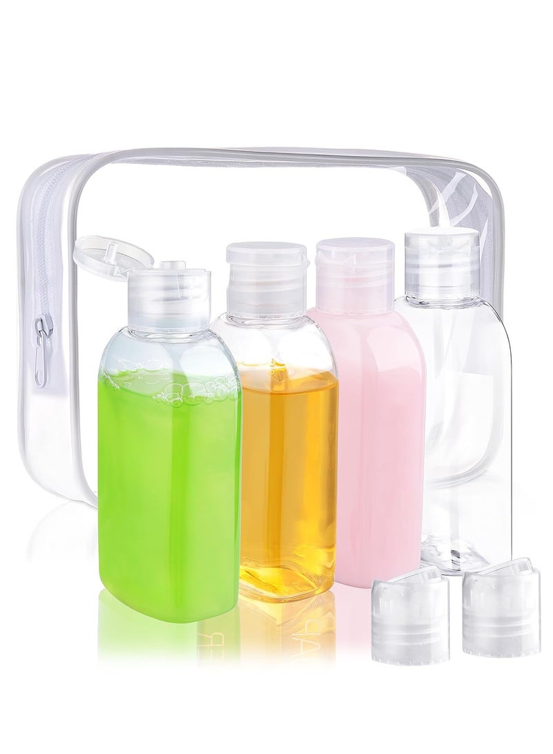 4 Pack 100ml Clear Travel Bottles Kit with Bag for Toiletries, Travel Size Portable Refillable Containers Leak Proof Travel Accessories Essentials Set for Shampoo Conditioner Lotion - Image 1